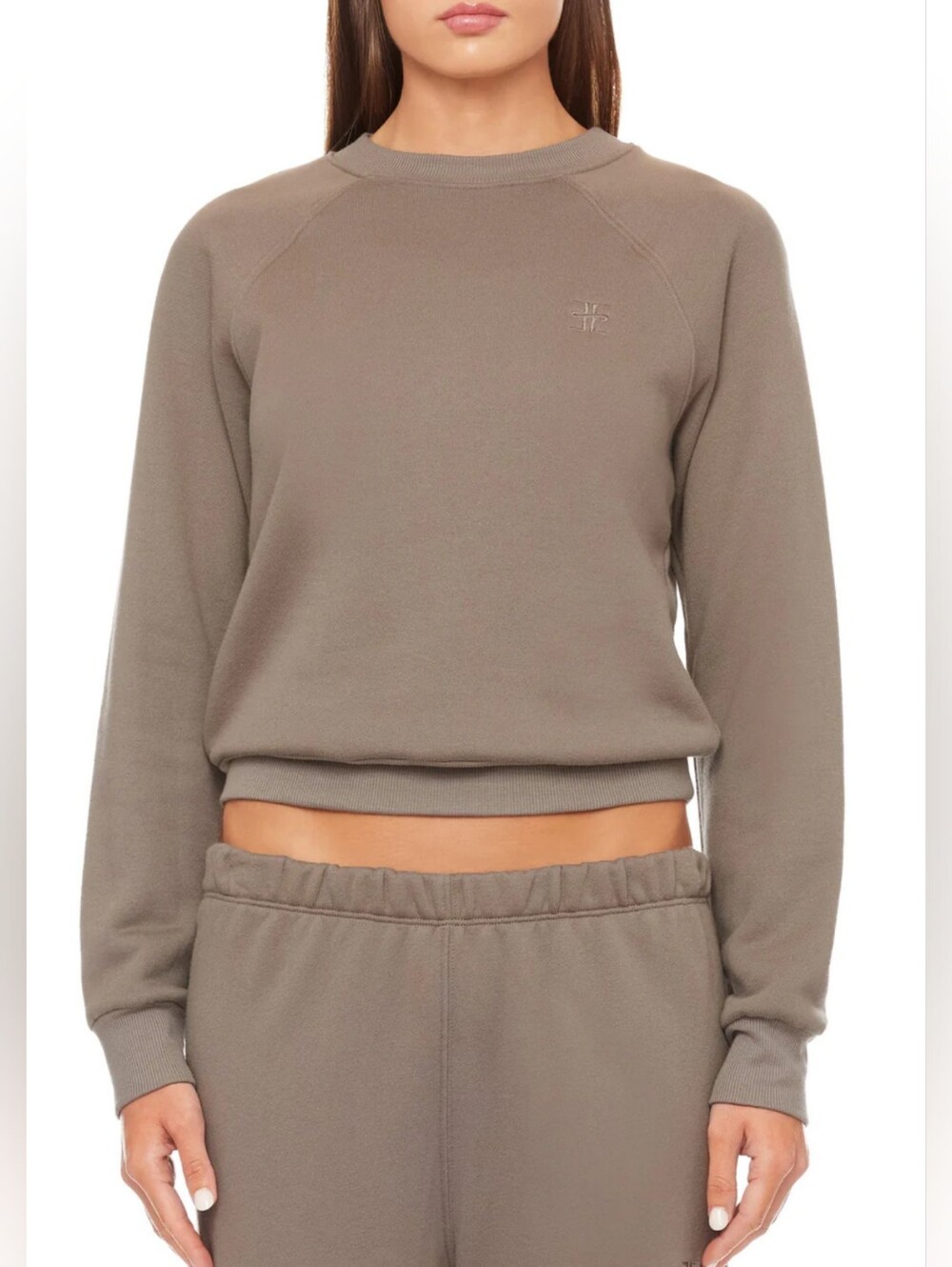 ETERNE Raglan Sweatshirt Size Small Neutral Gray/Beige Crewneck Long Sleeve